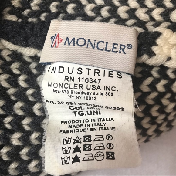 •MONCLER BEANIE 100% WOOL HAT POM POM LOGO BRAND - Picture 5 of 15